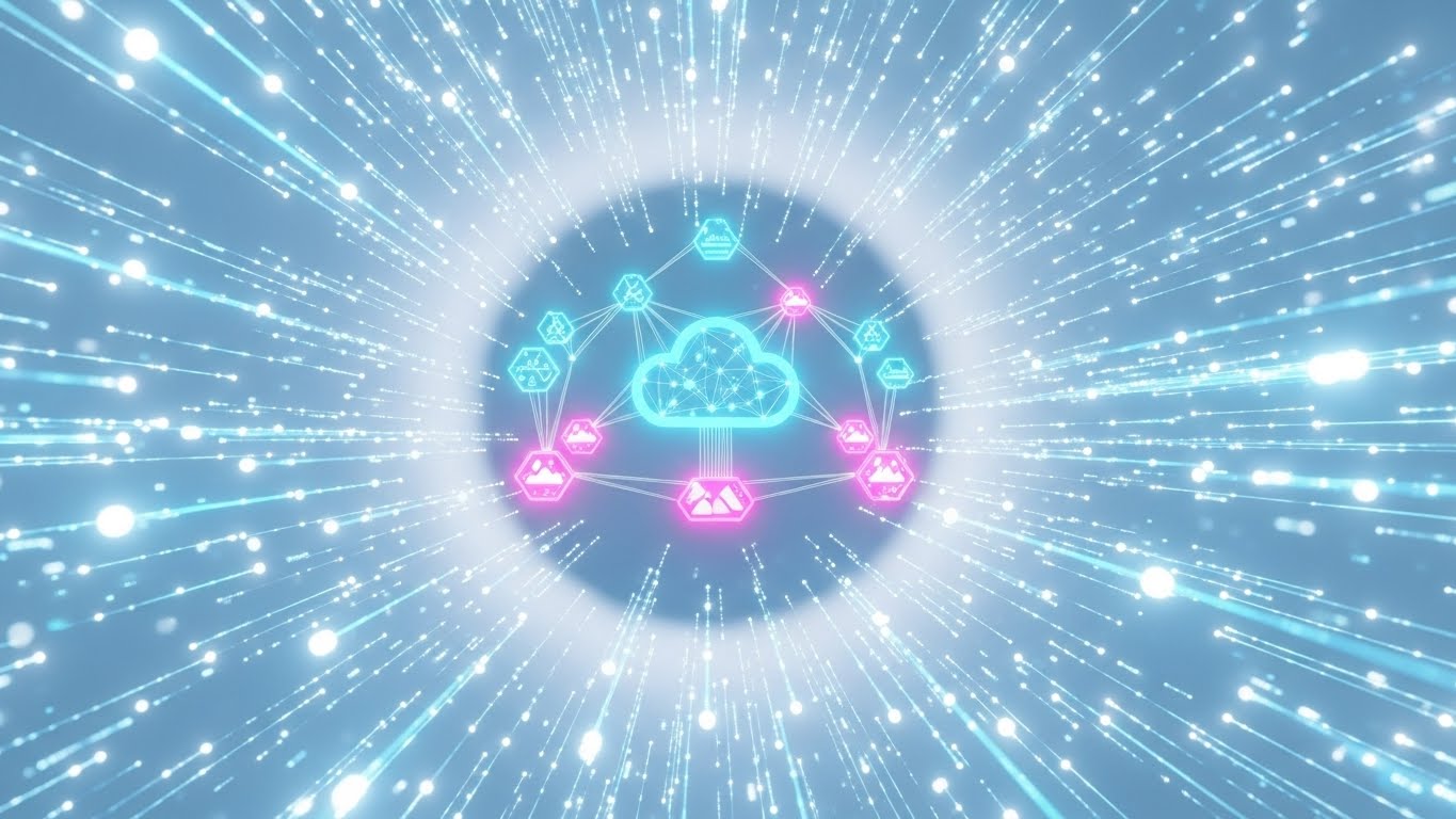 (Abstract 3D AI Visualization): The Neural Network - Visualizing Cloud Intelligence