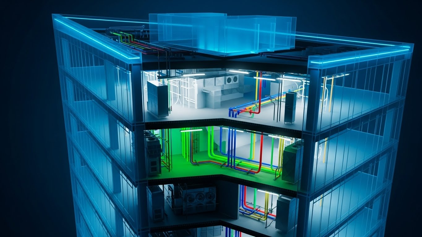 (3D X-Ray Visualization): MEP Transparency - Revealing Hidden Systems