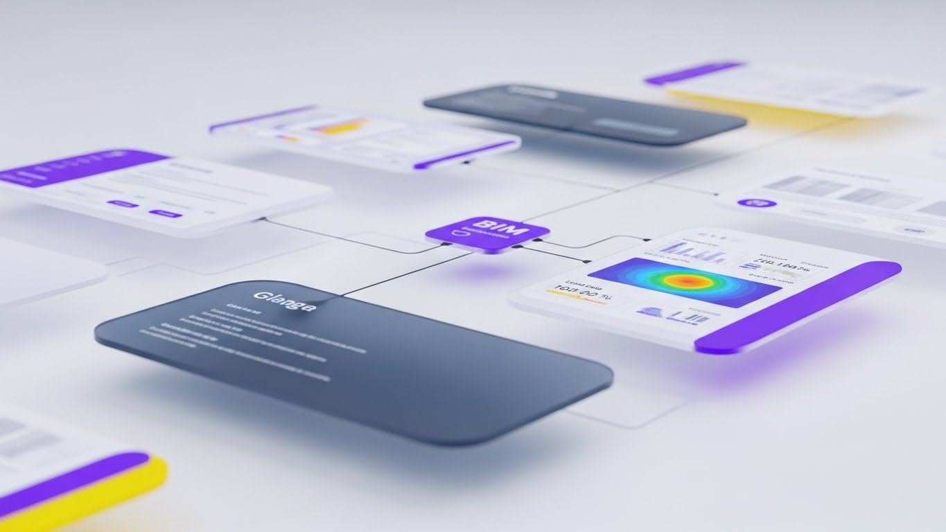 (3D Parallax UI): Floating Screens - Organizing Complex BIM Data