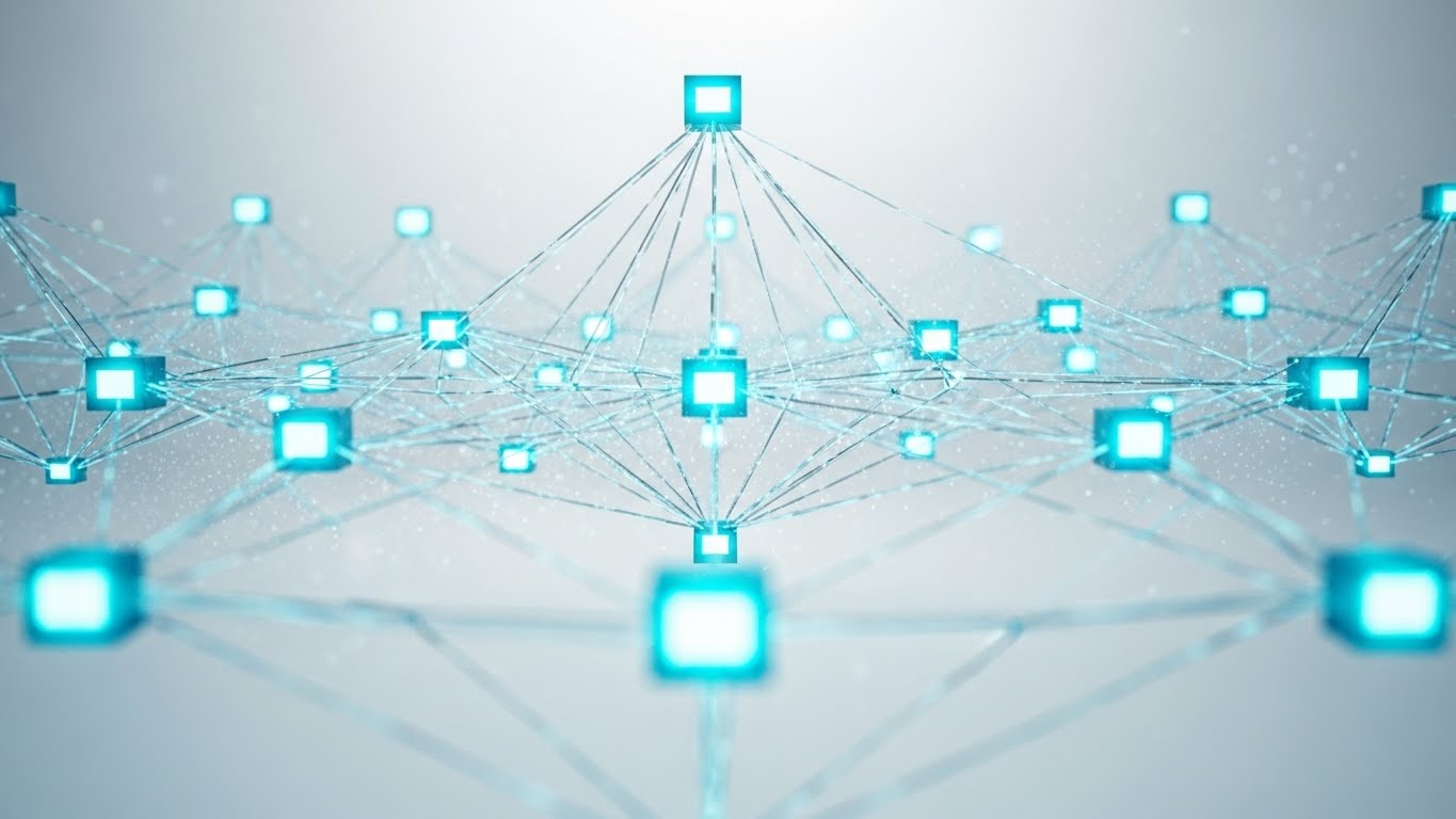 (Abstract 3D AI): Cyan Nodes Visualize The API Network