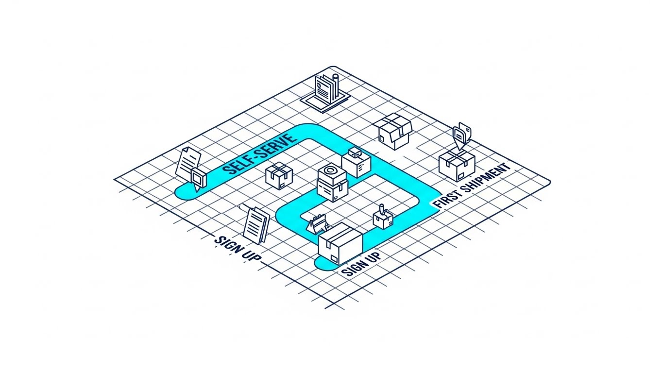 (Isometric 2D Motion Design): Blueprint Grid Visualizes The User Journey