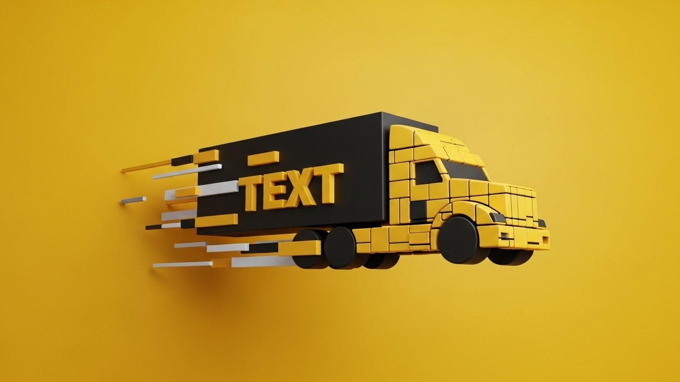(Kinetic Typography): Text Blocks Form Fast-Moving Freight