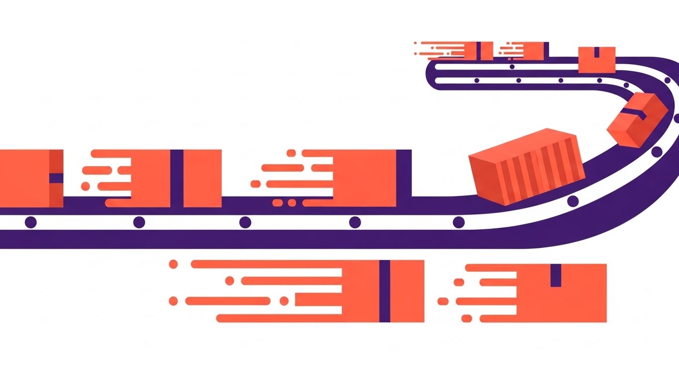 (Abstract 2D Motion): Vibrant Flow Visualizes Seamless Throughput