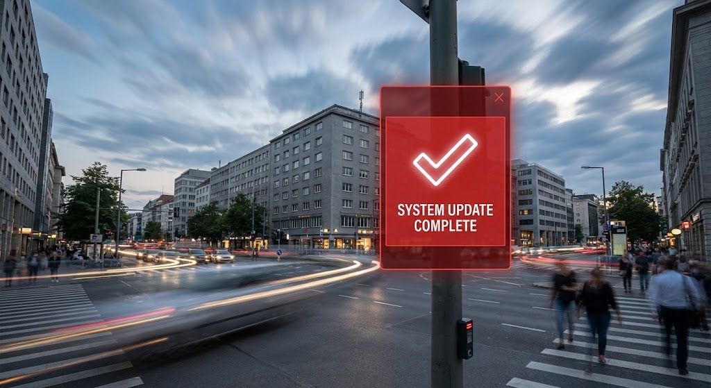 (Hyper-lapse Stock Footage with Data): The Update Shield - Proactive Defense