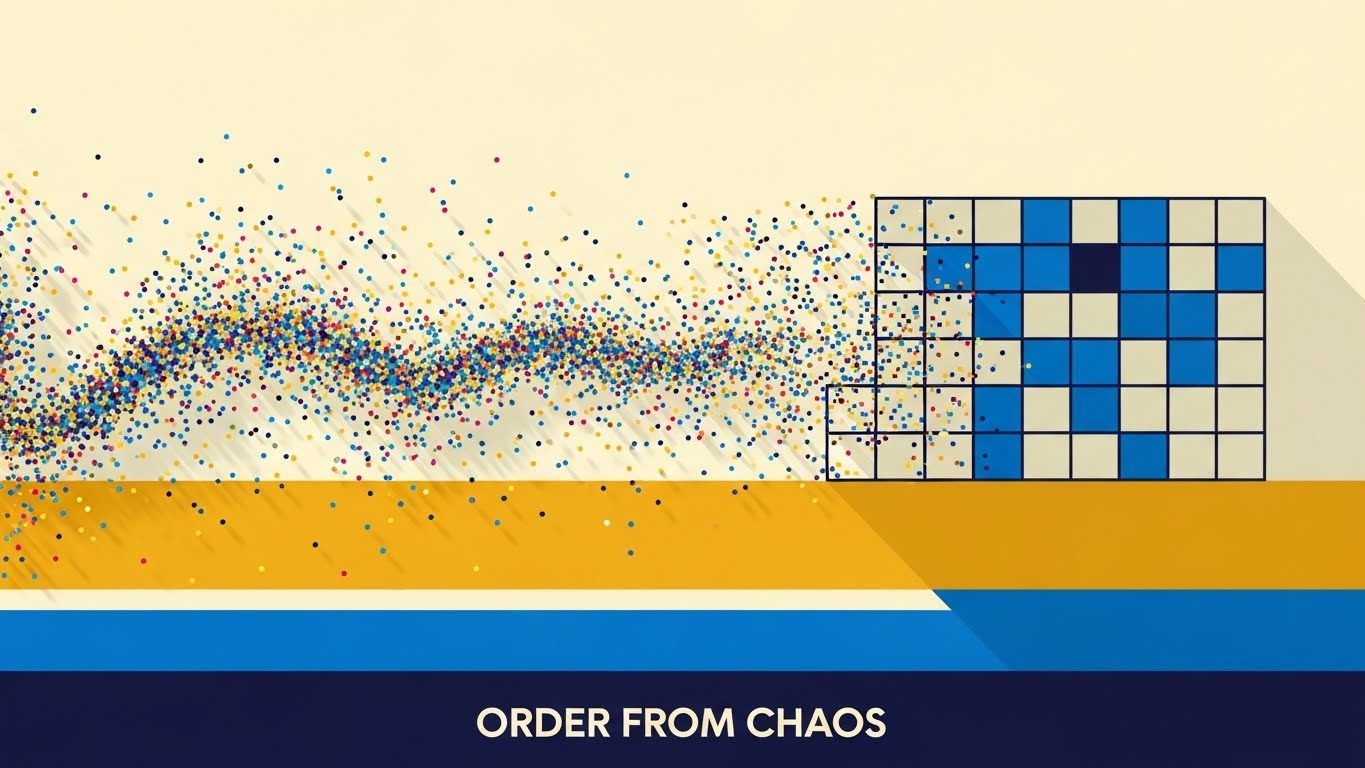 (Abstract 2D Motion Graphics): Particle Flow: Organizing Chaos