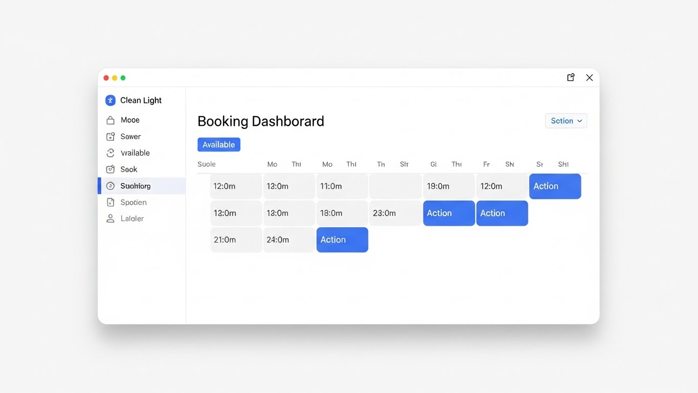 (Clean UI Workflow): Visual Hierarchy + Action Blue