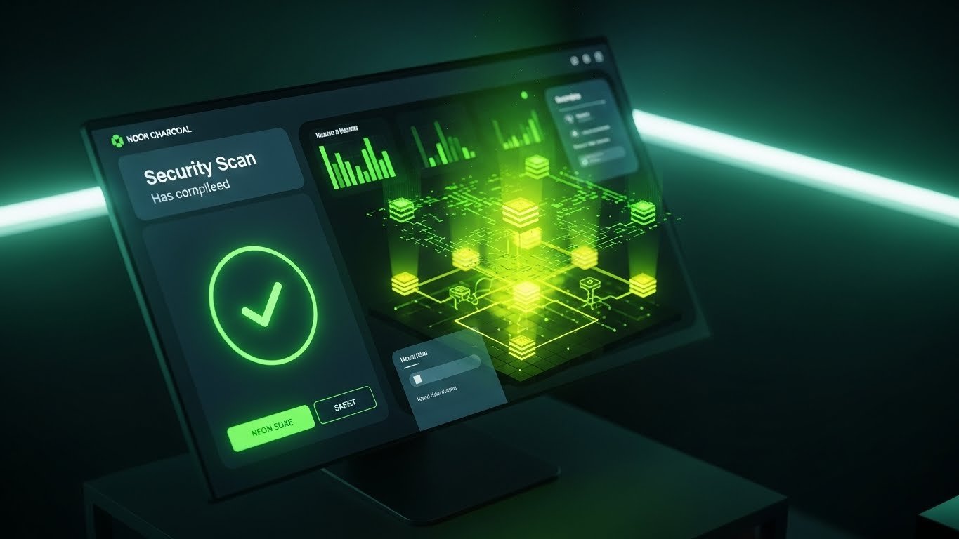 (Dark Mode UI): The Green Checkmark + Verifying Compliance