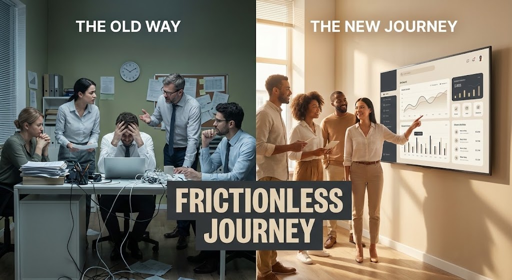 (Split Screen): Contrast Narrative - The Frictionless Journey