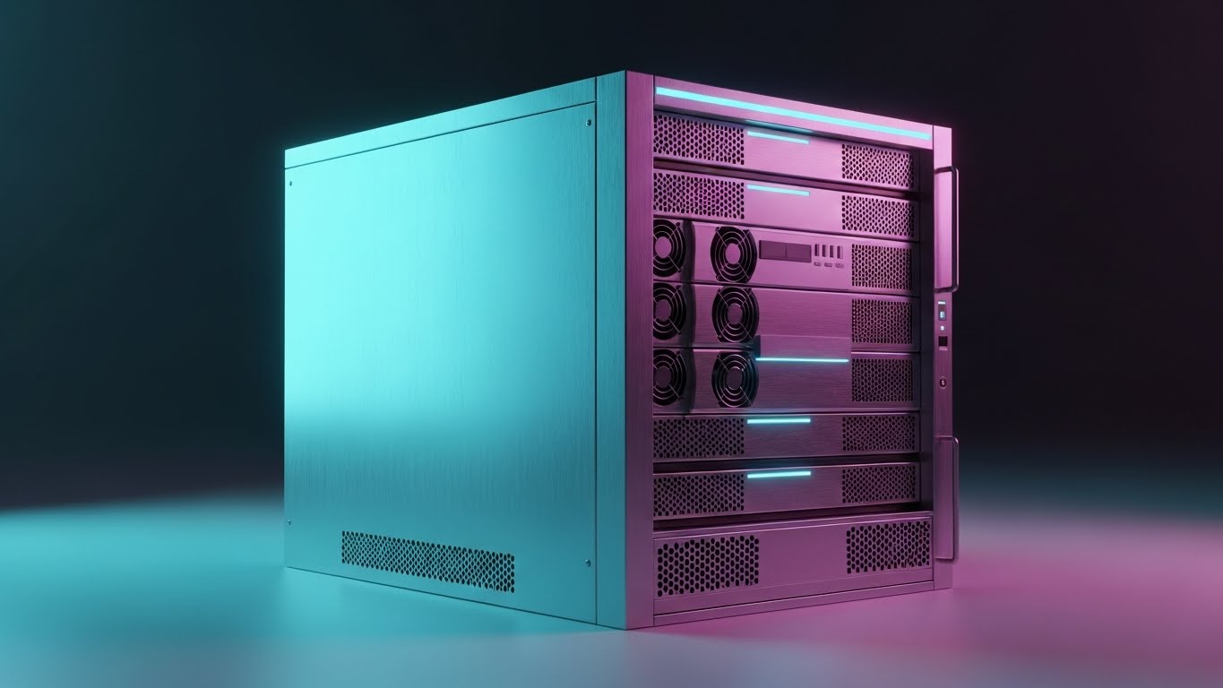 (Photorealistic 3D): Silver Chassis + Hardware Support Precision