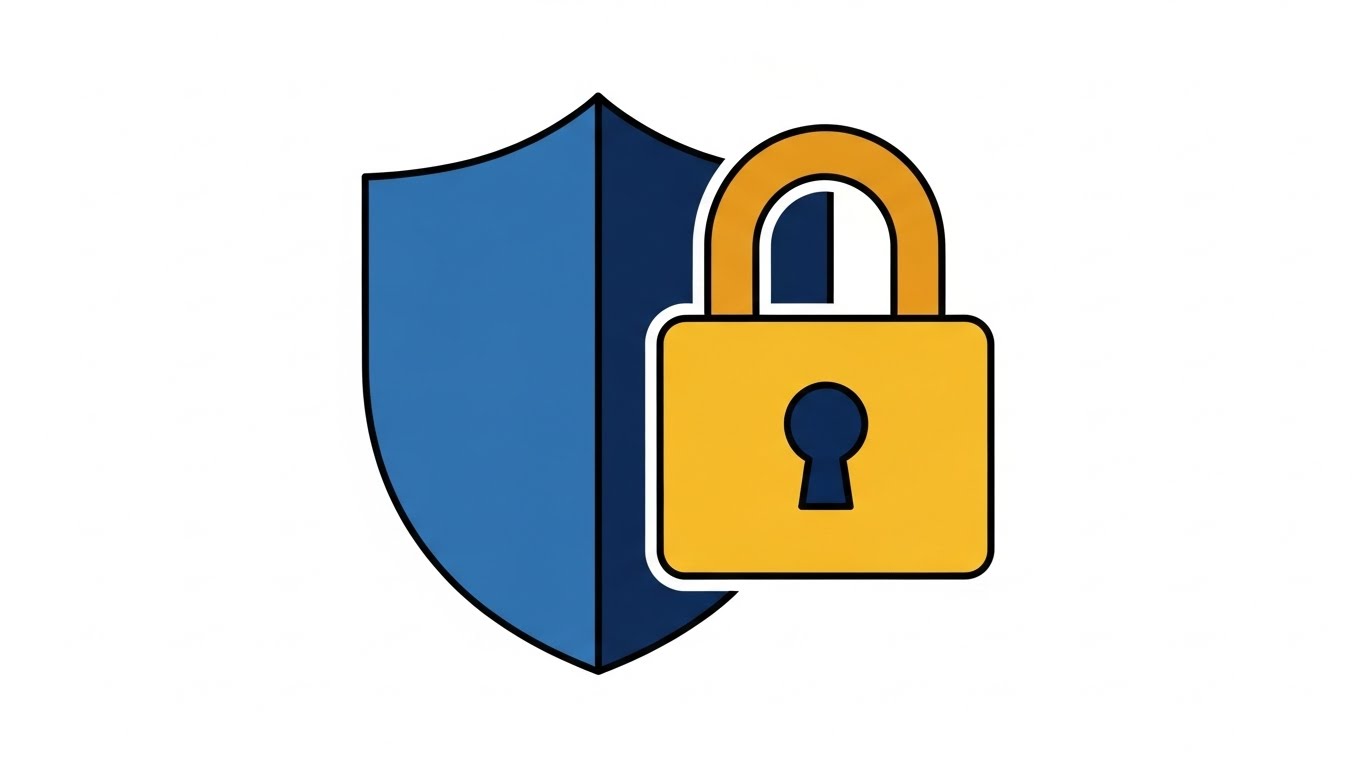 (Minimalist Flat 2D Vector): Secure Shield: Symbolizing Absolute Compliance