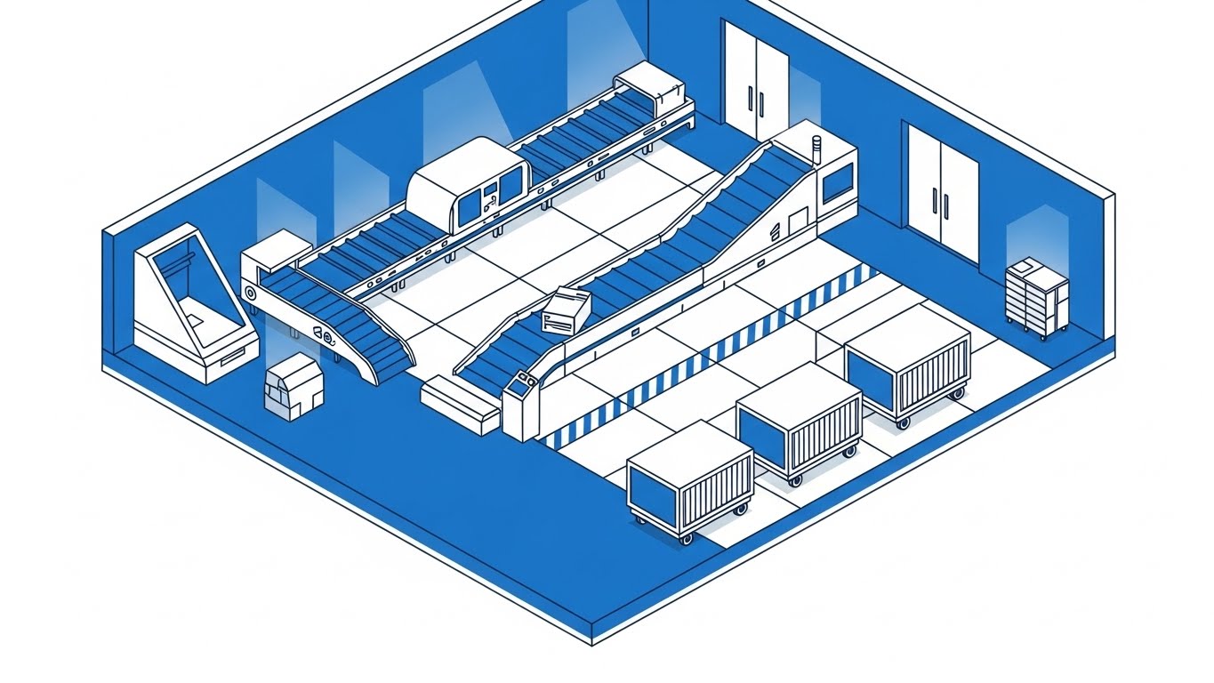 (Isometric 2D Motion Design): Blue Logic: Mapping Complex Sortation