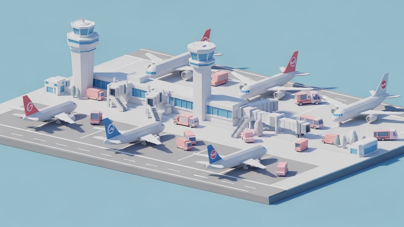 (Low-Poly 3D Modeling): Facet Airport: Simulating Ecosystem Planning
