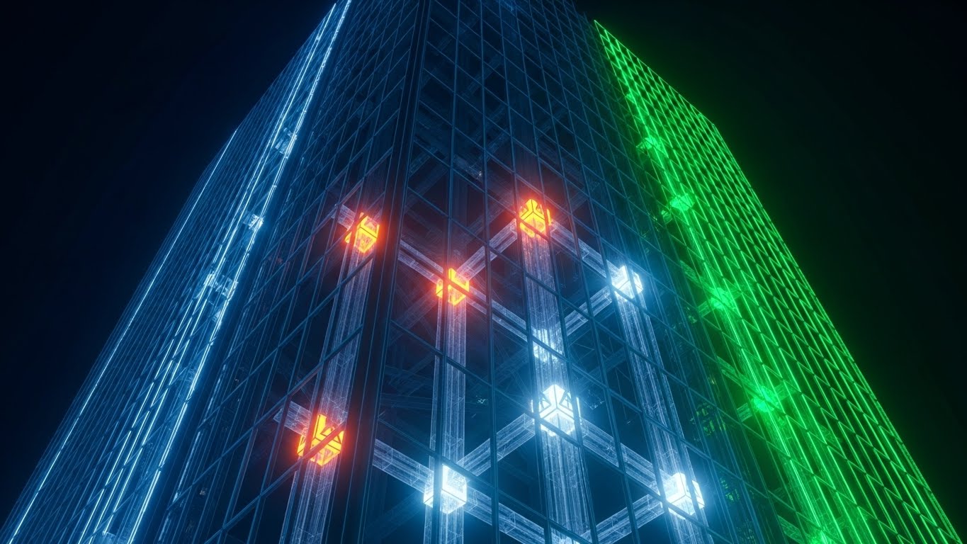 (3D X-Ray Visualization): Glowing Nodes Revealing Structural Risk