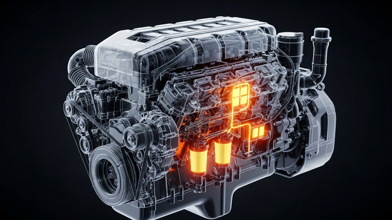 (3D X-Ray Visualization): Transparent Engine Block + Illuminating Hidden Risks