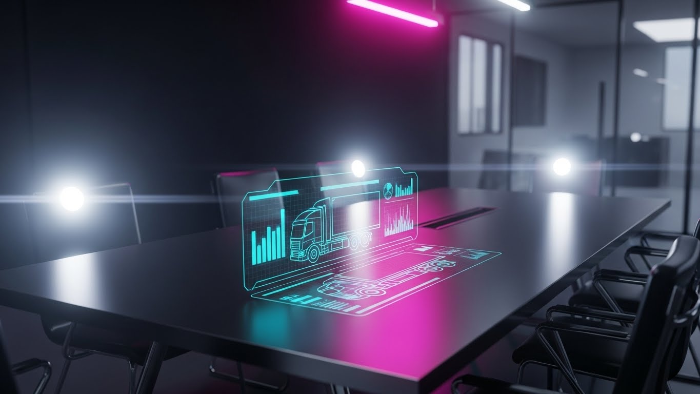 (Holographic UI over 3D Render): Projected Data Table + Securing the Demo