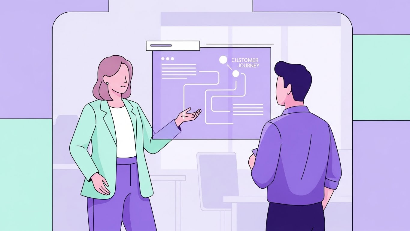 (2D Corporate Memphis): Collaborative Insight Mapping + Visualizing Team Alignment