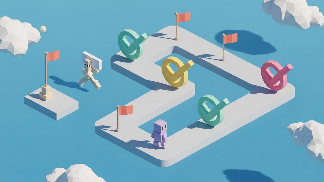 (Pastel Low-Poly): Gamified Learning Path + Visualizing Achievable Milestones