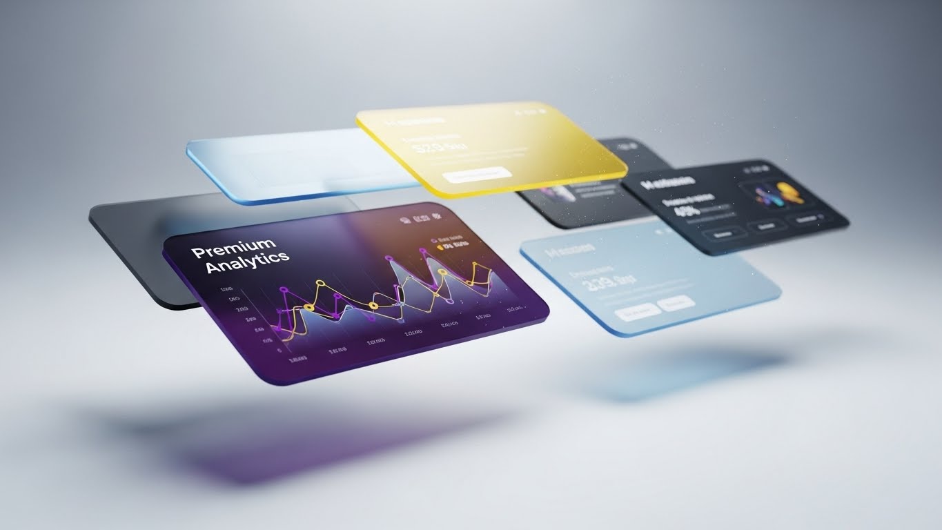 (3D Parallax UI Presentation): Depth and Focus + Highlighting Premium Value