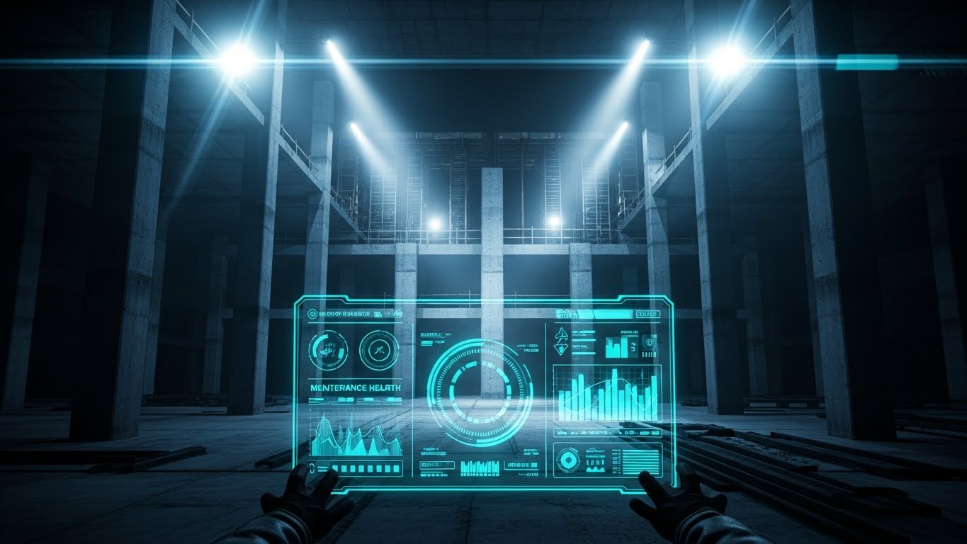 (Holographic UI over 3D Render): Future Tech + Bridging Legal Tradition and Compliance