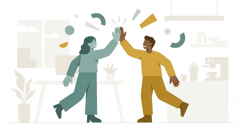 (2D Character-Driven Story): Team Success + Reinforcing the Human Partnership