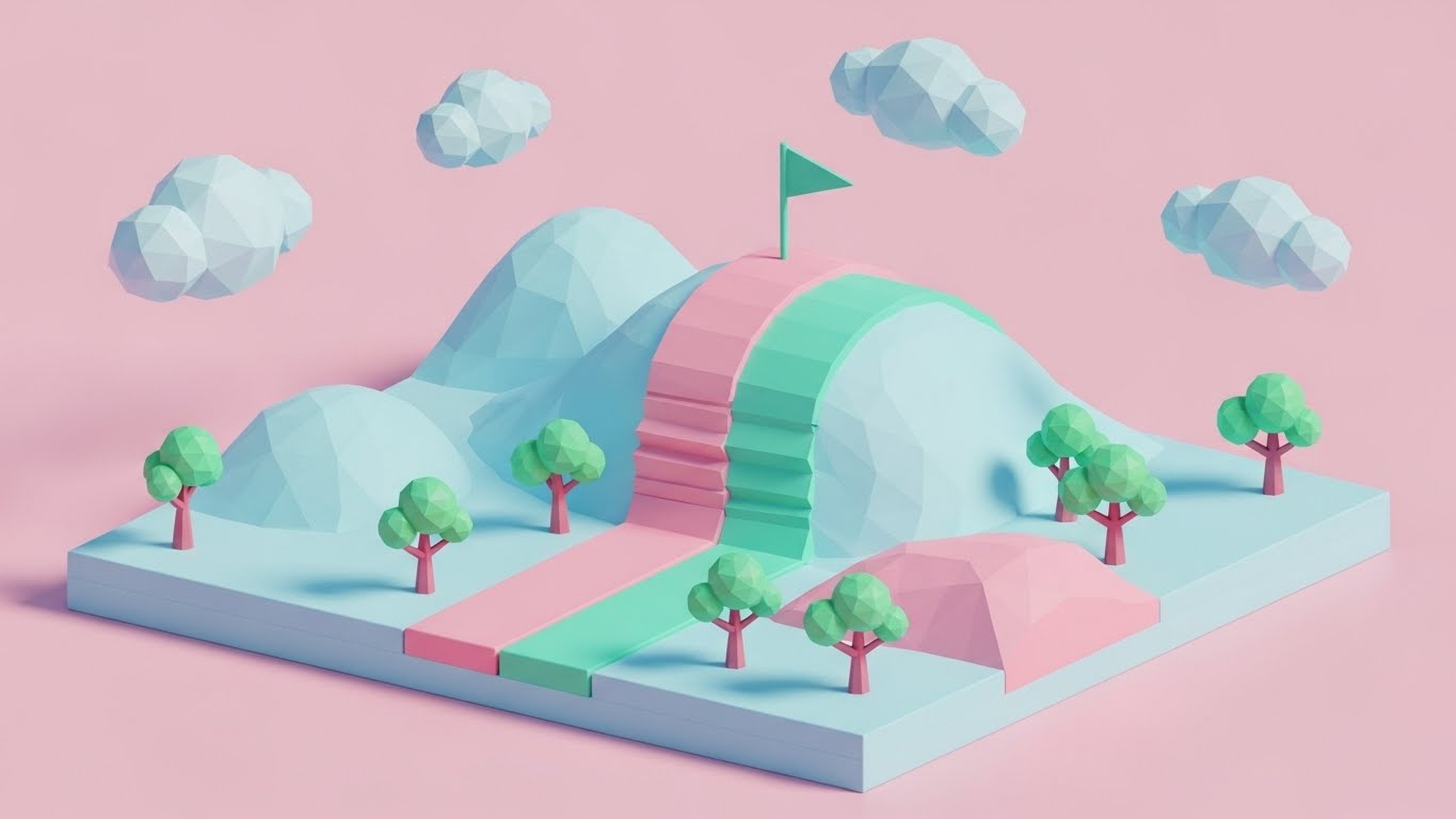 (Low-Poly 3D Modeling): Visual Pathway + Gamifying the Self-Serve Journey