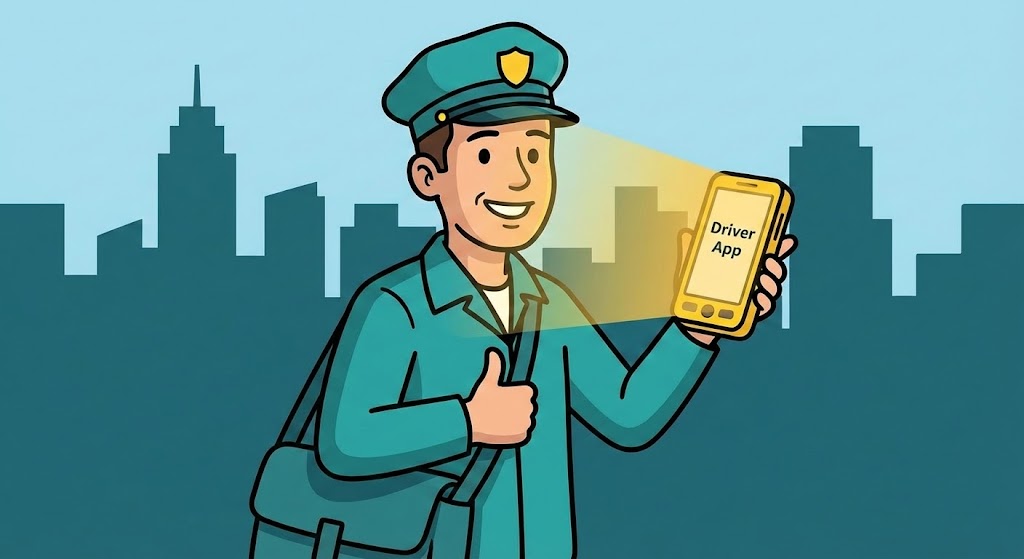 (2D Character Story): Teal Uniform Glow + Empowered Driver Experience