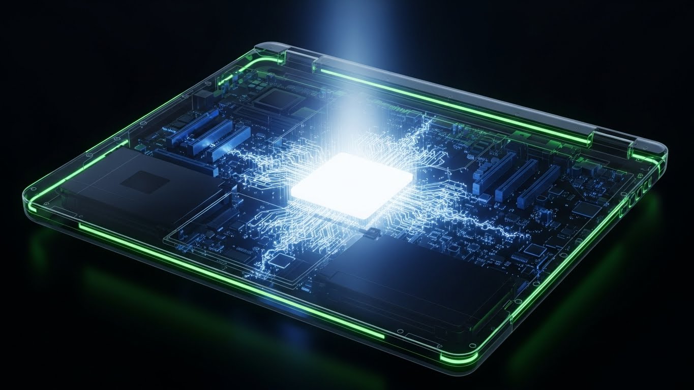 (3D X-Ray Visualization): Glowing Motherboard + Proving Root-Level Protection
