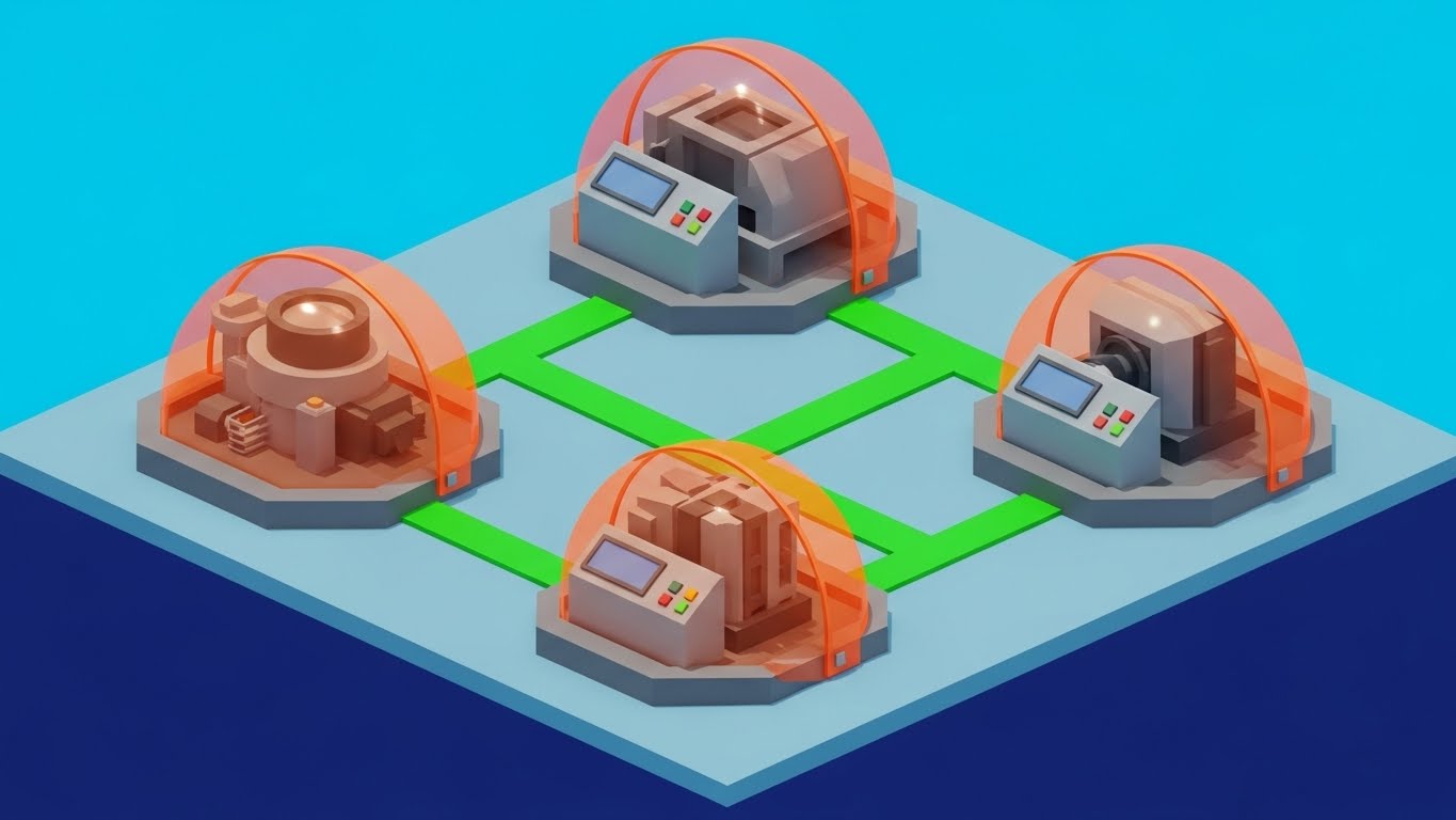 (Isometric 2D Motion Design): Industrial Domes + Ensuring OT/IoT Continuity