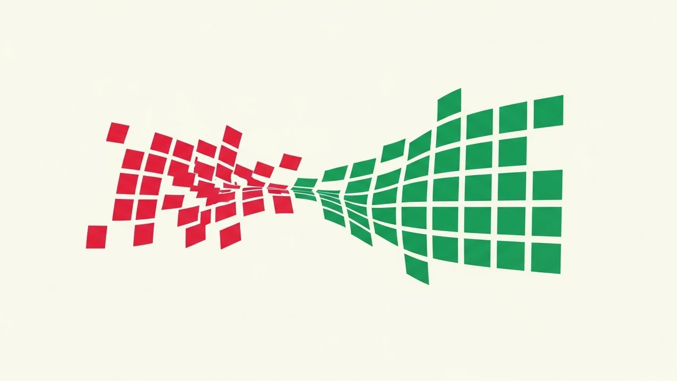 (Abstract 2D Motion Graphics): Ordered Grid + Sorting Chaos Instantly