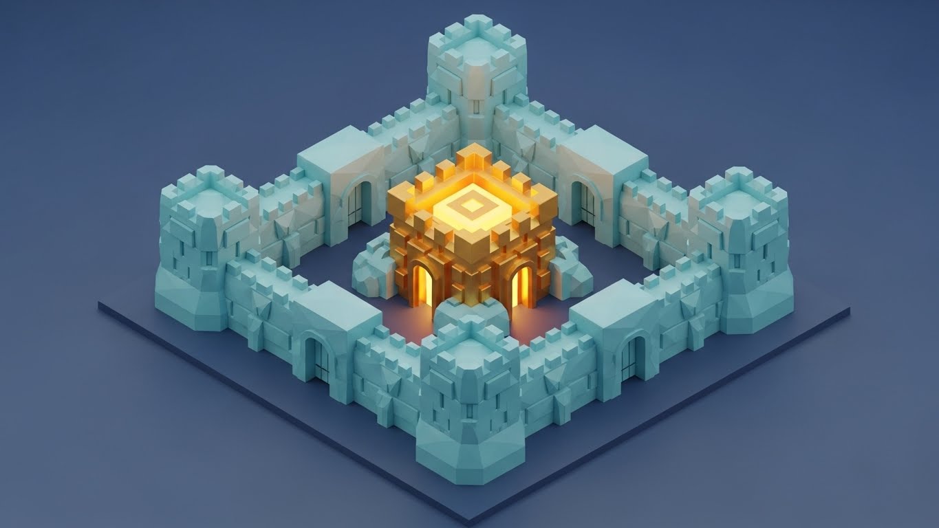 (Low-Poly 3D Modeling): Faceted Structure + Visualizing Defense in Depth