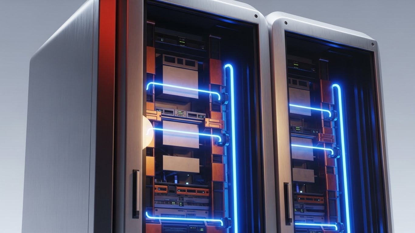 (Photorealistic 3D): Enterprise Server Rack + Proving Infrastructure Robustness