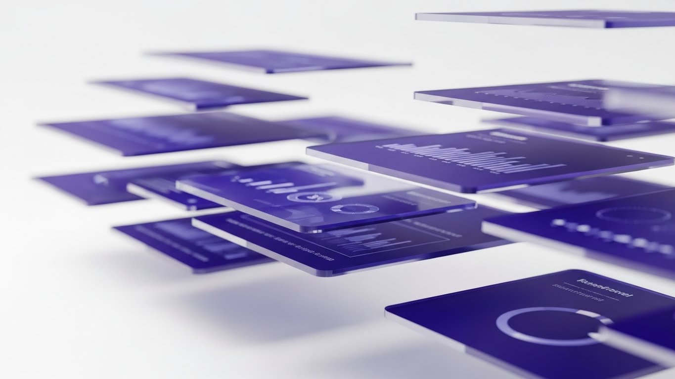 (3D Parallax UI): Layered Glass Interface + Deepening Data Dimensionality